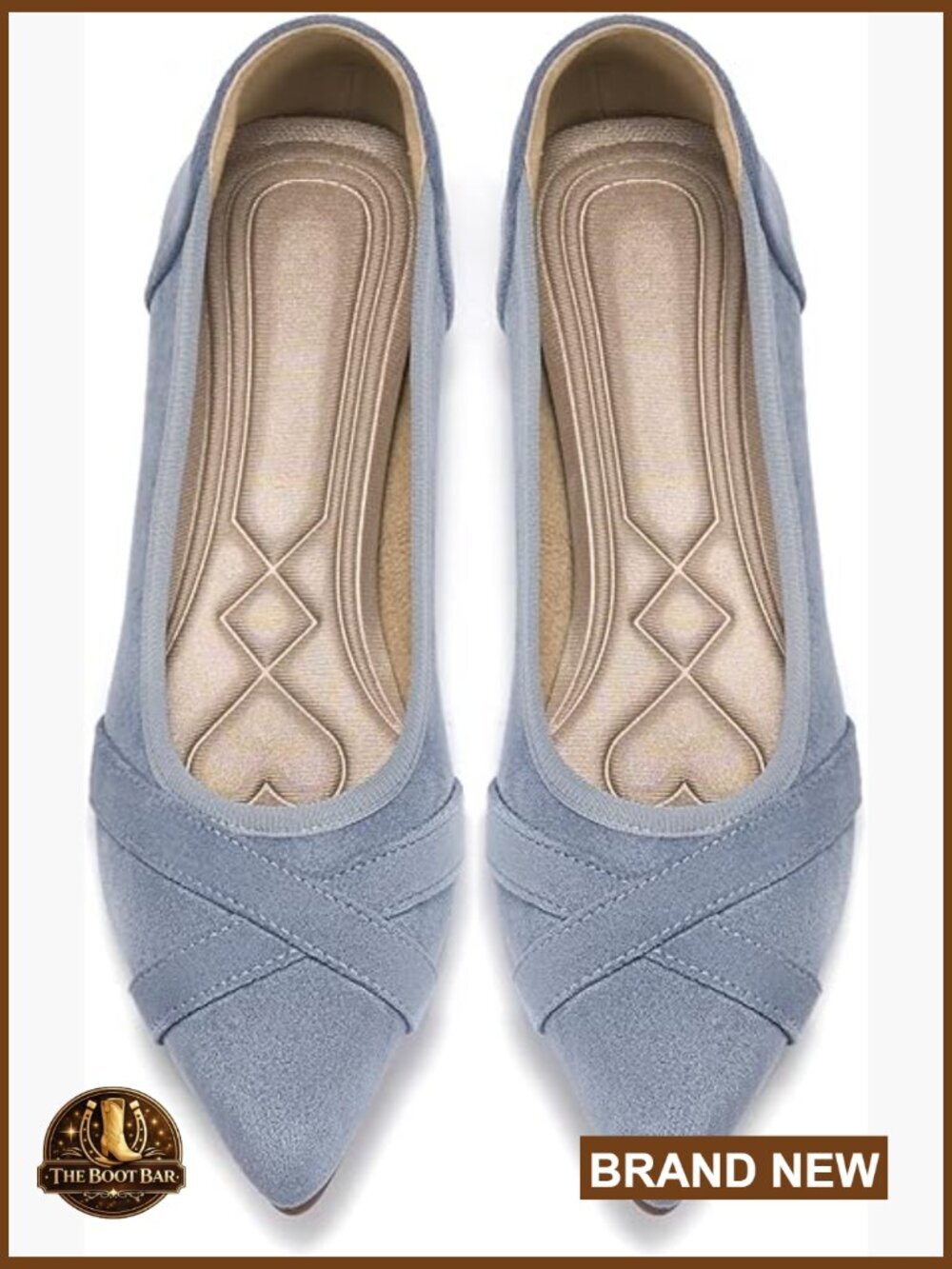 Suede Pointed Toe Ballet Flats - Memory Foam Slip On Dress Shoes